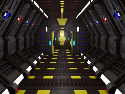 Sci Fi Corridor Low-poly 3D model 23