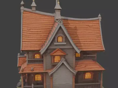 Stylized Medieval Wooden House 3D model