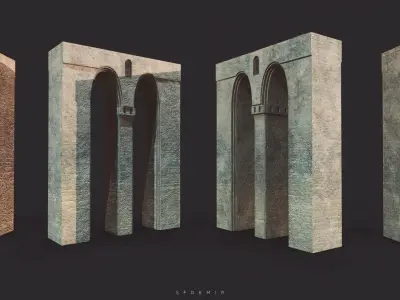 Medieval Arc Bridge Low-poly 3D model