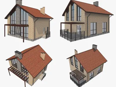 House With Interior Set 1 3D model