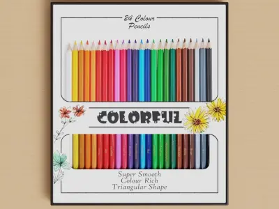 Set of Colored Pencils Low-poly 3D model