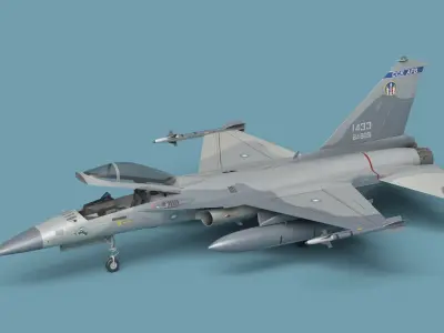  Military Fighting Jet AIDC F-CK-1 Ching-Kuo Rigged for Maya 