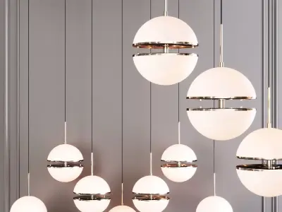 Restoration Hardware HEMISPHERE 7-LIGHT LINEAR CHANDELIER Nickel 3D model