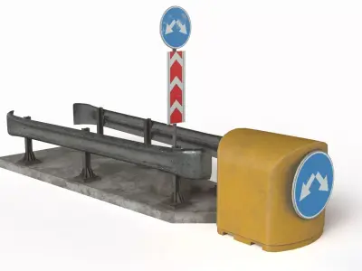 Road safety barrier Low-poly 3D model