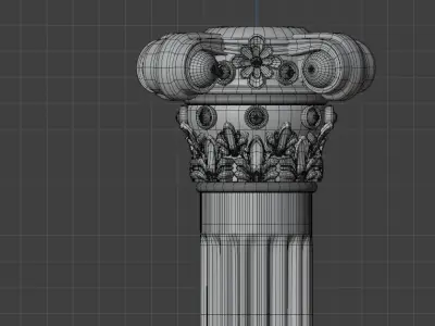 Stylized Corinthian Column 3D Model Game Ready Blender FBX Low-poly 3D model