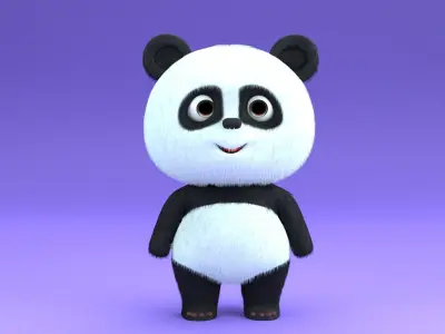 Stylized cartoon panda bear 3D model