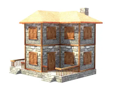 medieval house low poly village town residential house  62 Low-poly 3D model