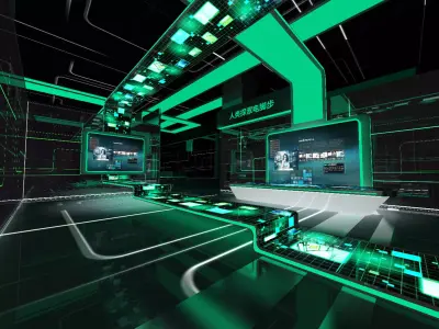 Futuristic Exhibition Interior Sci Fi Hall Low-poly 3D model purchase