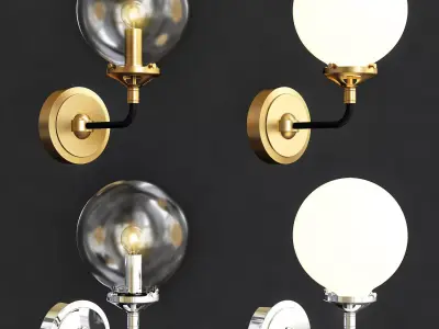 Bistro Globe Clear Glass Single Sconce Brass 3D model
