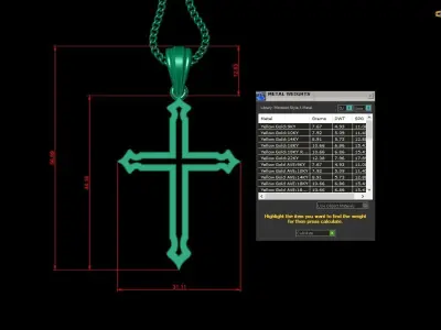 High Cross Pendant Light Gold 18K 4CP043 3D print model
