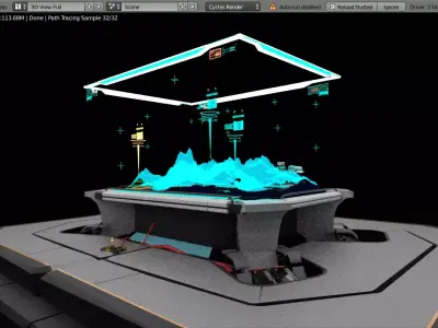 hologram table with lights Free low-poly 3D model