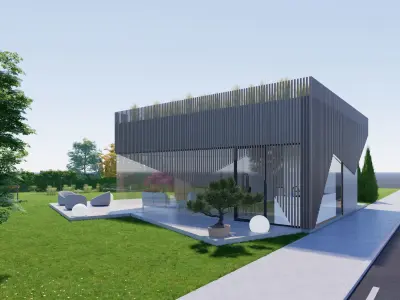 Family House 11 - Created with fully parametric Revit Families Low-poly 3D model