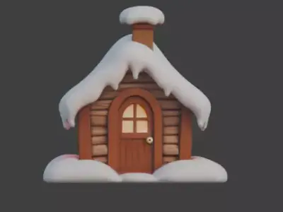 Cartoon Christmas Gingerbread House 3D Model Low-poly 3D model