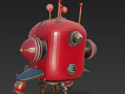 Retro Red Robot  Stylized 3D Character 3D model