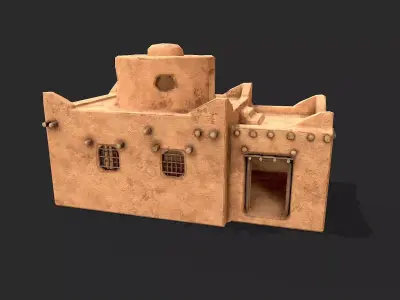 Clay Desert Egypt Village House 6 Low-poly 3D model