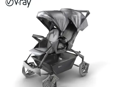 Twin Stroller Dual Seats Ergonomic Design model pack Low-poly 3D model