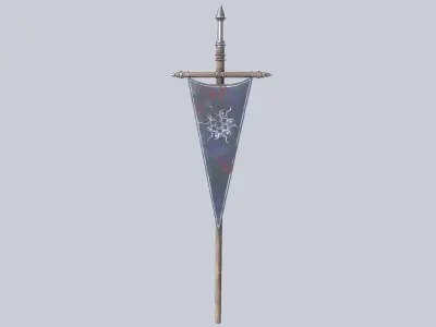 Fantasy war banner Low-poly 3D model