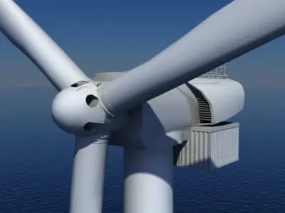 Wind Turbine Offshore Realtime Low-poly 3D model