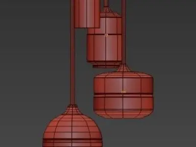 Untitled four hanging lights with glass bulbs 3D model