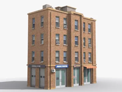 Apartment Building x12 Low-poly 3D model