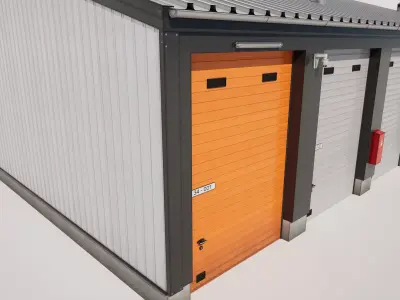 Industrial Storage Garage Building Low-poly 3D model