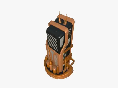 SciFi Building A04 Orange - Sci Fi Exterior Design Low-poly 3D model