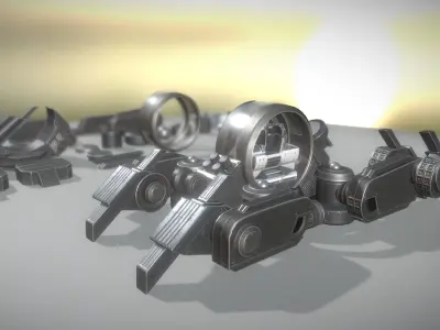 Futuristic Terrain Walker Basic Version 2 Rigged and Animated Low-poly 3D model