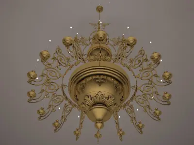 gold chandelier 3D model 2