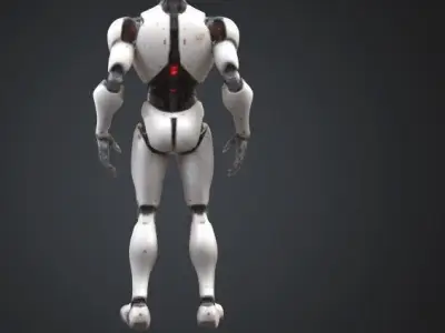 Fearless Blonde Humanoid Robot Sci-Fi Ultra-Realistic Game Asset Low-poly 3D model