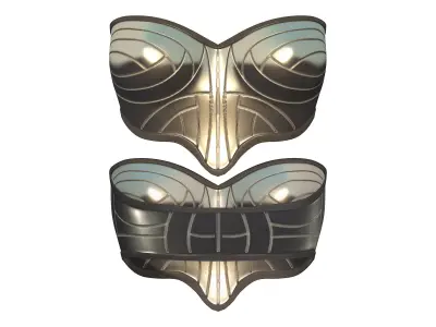 Futuristic Shiny Panels Bolero Armour Top Skirt Outfit Low-poly 3D model