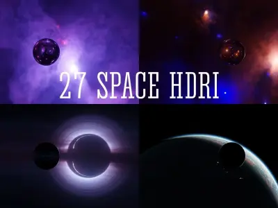 27 Space realistic HDRI Sci-fi 3D Model full pack Low-poly 3D model