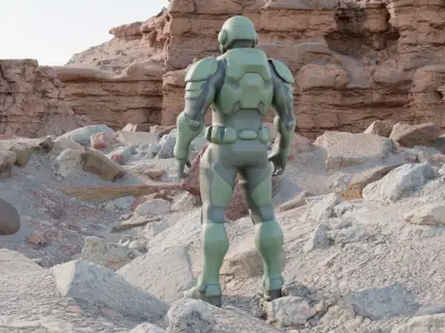 Low Res Sci Fi Solider - Mixamo and auto rigging friendly 3D model