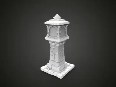 medieval urban stone lantern 2 3D print model