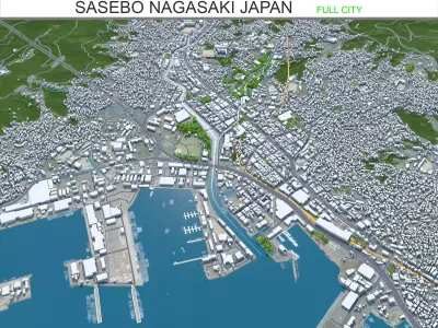 Sasebo Nagasaki Japan 30km AI Low-poly 3D model