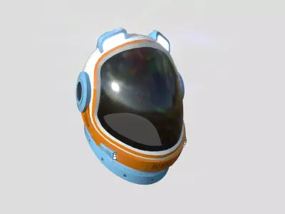 Astronaut Helmet B05 Blue Orange - Character Design Fashion Low-poly 3D model