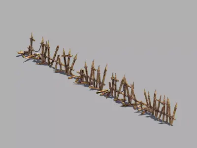 Broken - Wood Fence 02 3D model