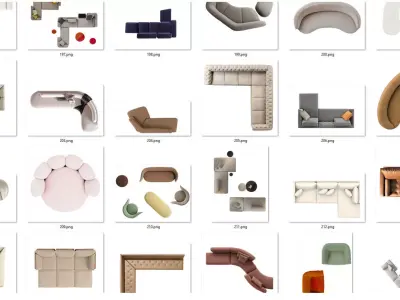 FLOOR PLAN 2d furniture top view 3D render realistic  3D model