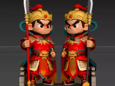 11 Chinese Style - Cartoon Door God 3D model
