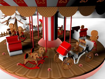 Gingerbread Village V2 Caroussel 3D model
