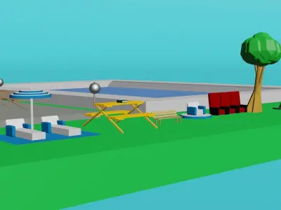 3D OBJECT COLLECTION SKYLAND CINEMA Low-poly 3D model
