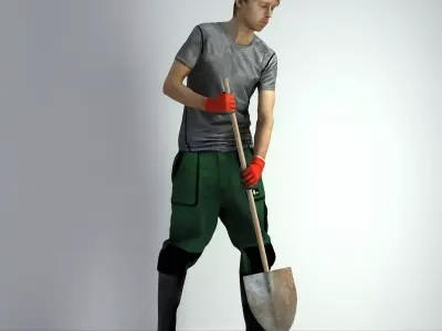 3D Scan Man Gardenner Worker 009  3D model