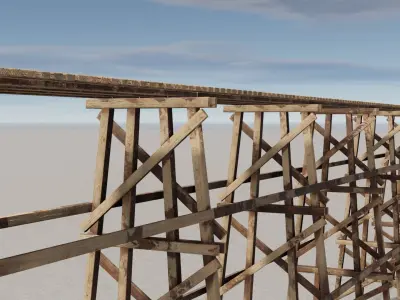Wood trestle bridge 3D model Low-poly 3D model