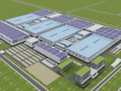 Modern Industrial Factory Park 3D model