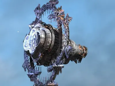 Sci Fi Alien Cigar ship array 2 3D model