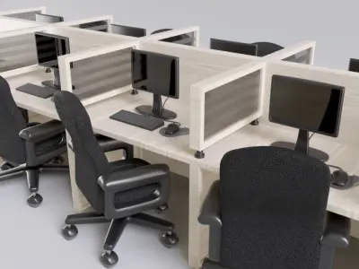 Call Center Station - Office Low-poly 3D model