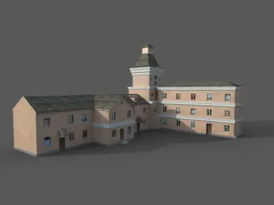 building old with clock tower 3D model
