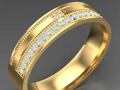 Light Gold Diamond Men Ring 2MR060 3D model