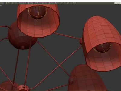 Eta-e27 modern chandelier with four lights Low-poly 3D model