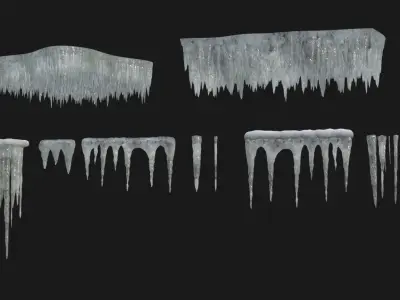 Icicles Pack Low-poly 3D model