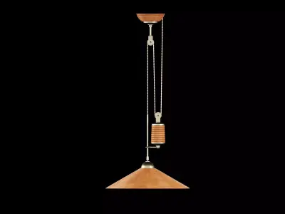 Rattan and brass potence ceiling lamp 3D model